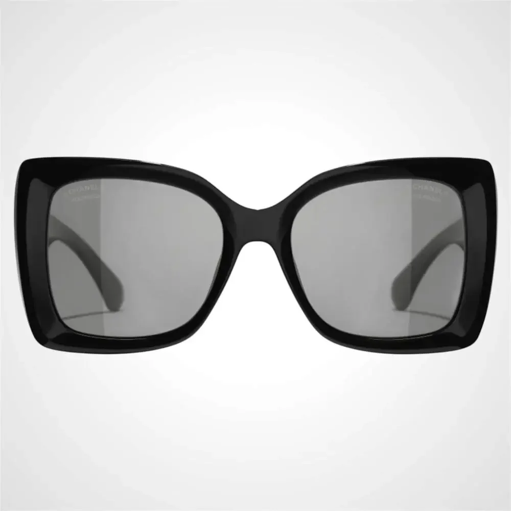 CHANEL Sunglasses Polarized Black Womens New Gold Metal Chain CC - Picture 2 of 5